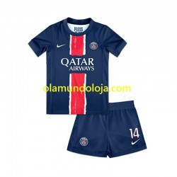 Camisola Paris Saint-Germain Desire Doue 14 Criança Equipamento Primeiro 2024-2025 Manga Curta